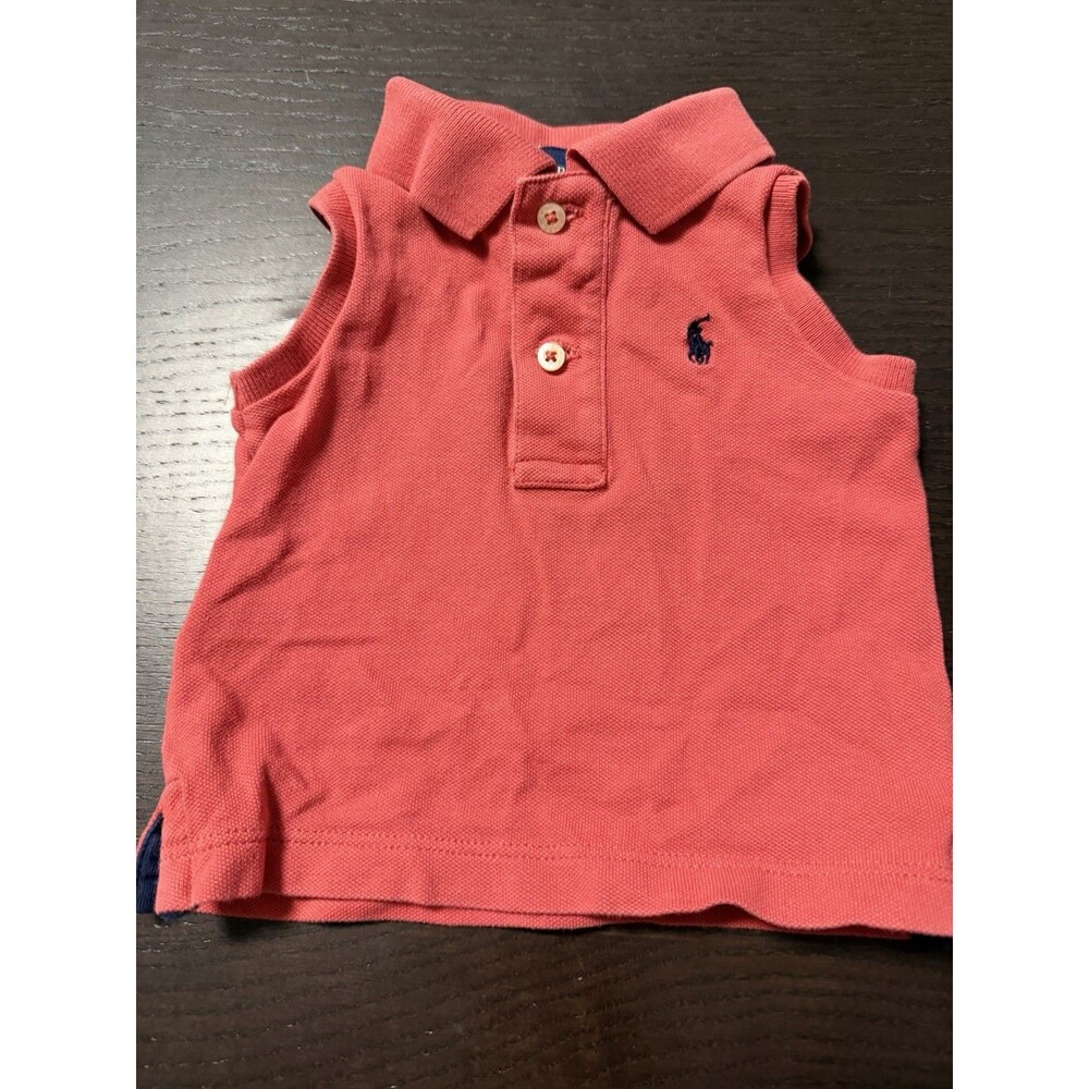 Ralph Lauren Red Cotton Knit Polo Tank 9M Sleeveless Polo Pony Logo